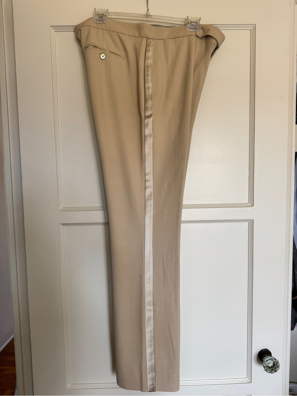 Ralph Lauren Beige Straight-Leg Women's Pant with Silk Detail NWT Retail $895